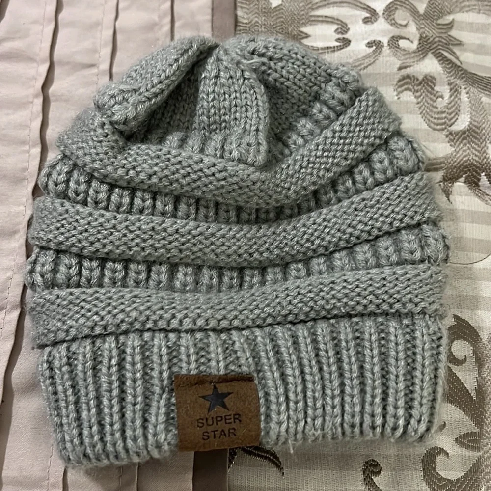 Super Star Baby Beanies 100% Acrylic Red and Grey (Set of 2)